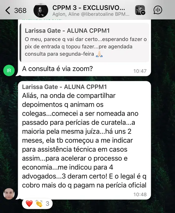 Print de depoimento de aluna do CAEPE