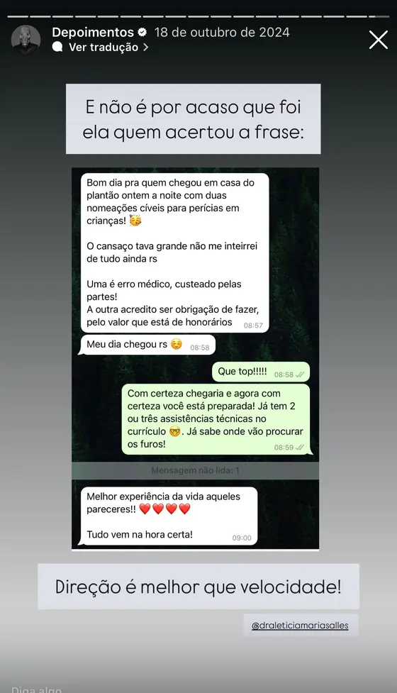 Print de depoimento de aluna do CAEPE